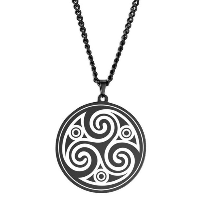 Black Triskele Pendant Necklace – Stainless Steel