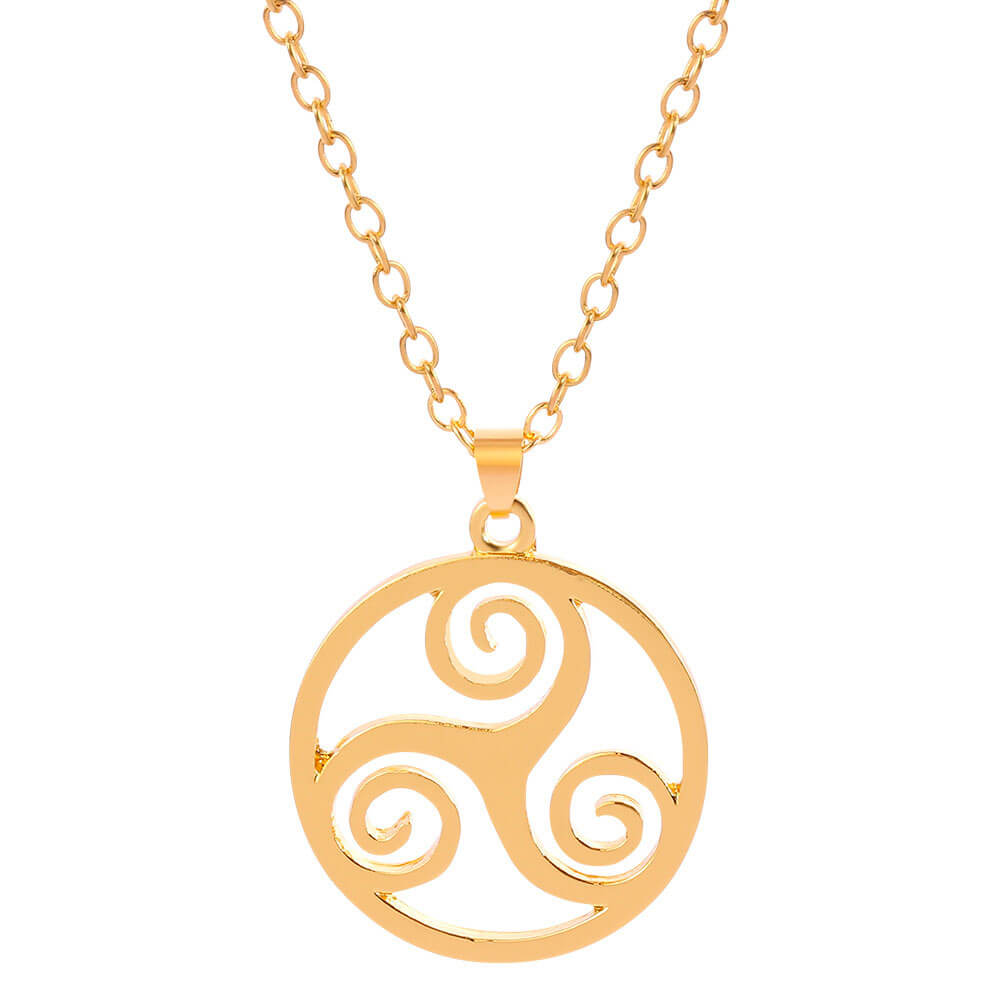 Gold Breton Celtic Triskele Pendant Necklace – Stainless Steel
