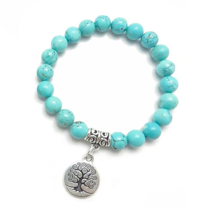 Tree of Life Buddhist Mala Turquoise Bracelet