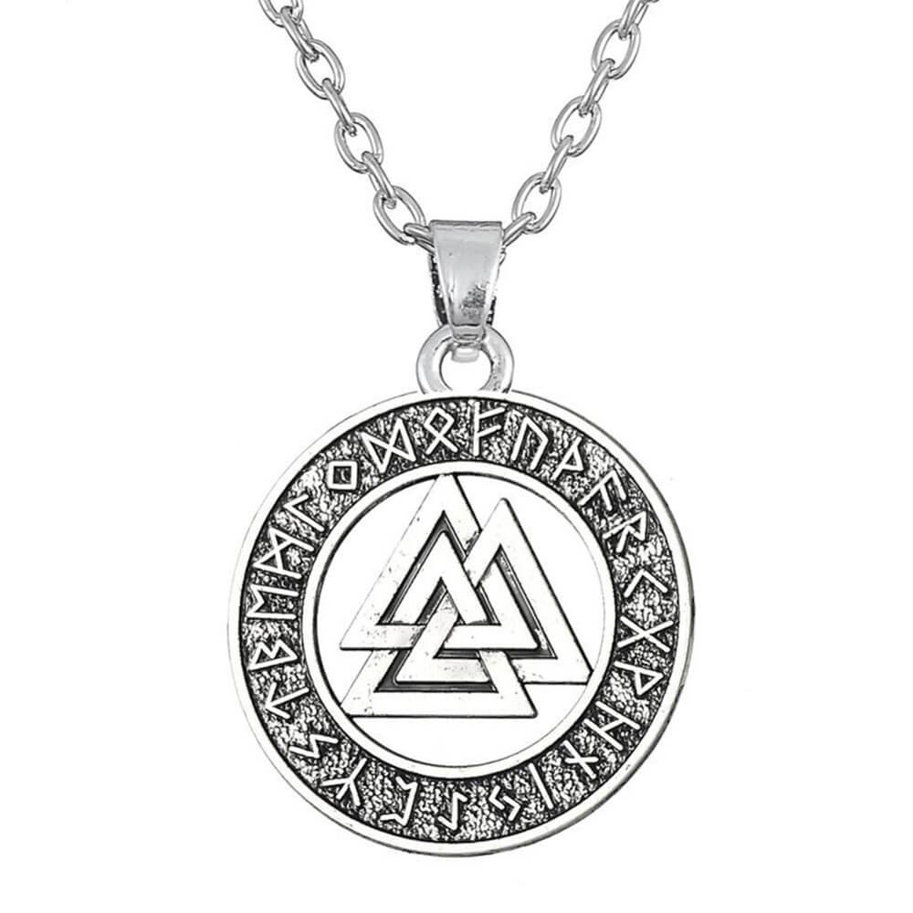 Silver Chain Viking Valknut Pendant Necklace – Stainless Steel