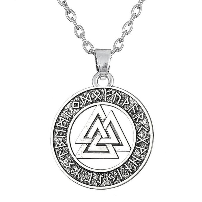 Silver Chain Viking Valknut Pendant Necklace – Stainless Steel