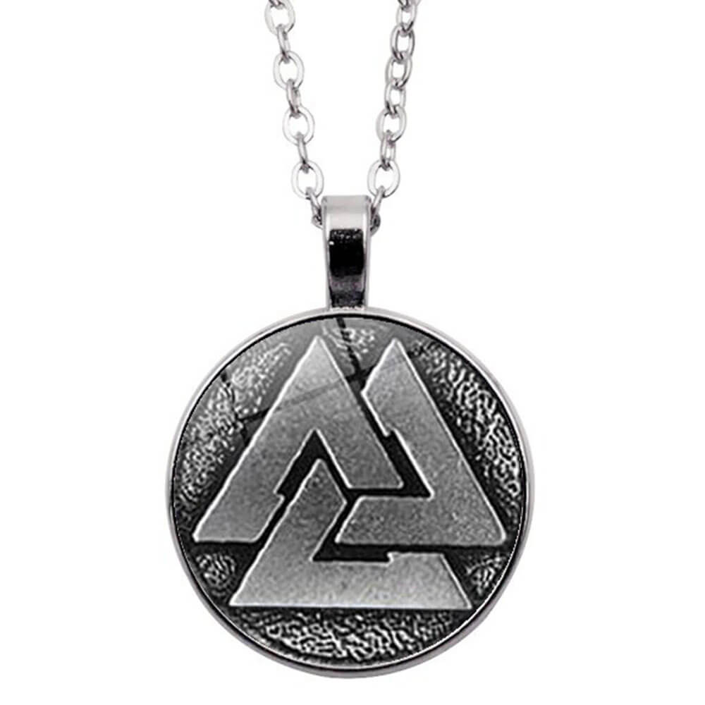 Grey Viking Valknut Pendant Necklace