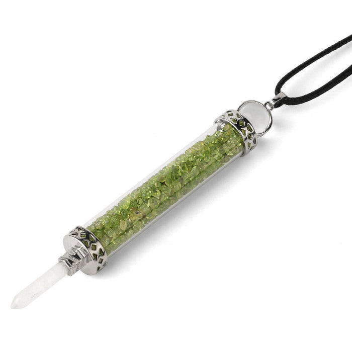 Green Olivine Vial Pendant Necklace
