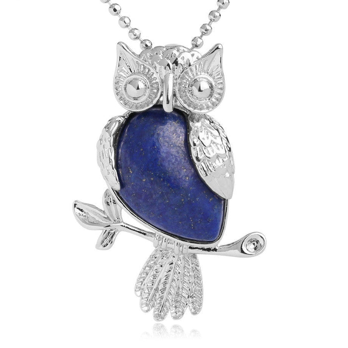 Lapis Lazuli Owl Pendant Necklace