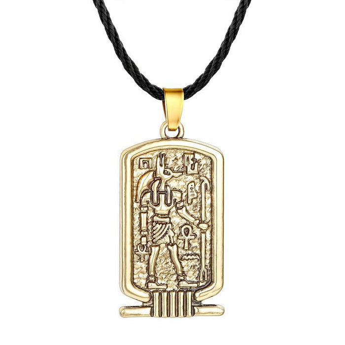 Gold Egyptian Horus Plate Pendant Necklace