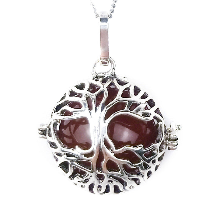 Red Agate Bead Tree of Life Pendant Necklace