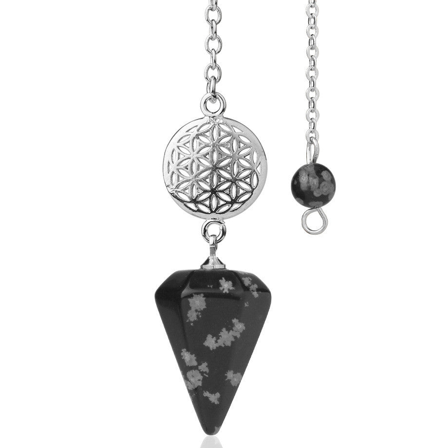 Flower Snow Obsidian Divination Pendulum