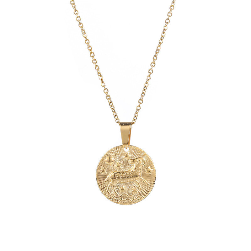 Gold Aries Zodiac Sign Pendant Necklace