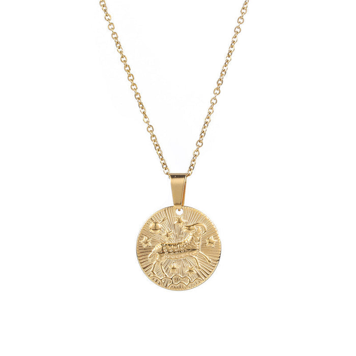 Gold Aries Zodiac Sign Pendant Necklace
