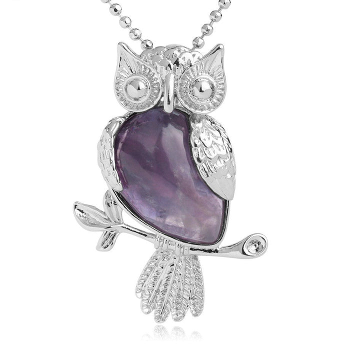 Amethyst Owl Pendant Necklace