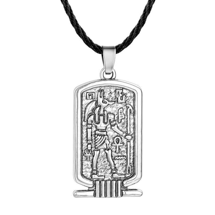 Silver Egyptian Horus Plate Pendant Necklace