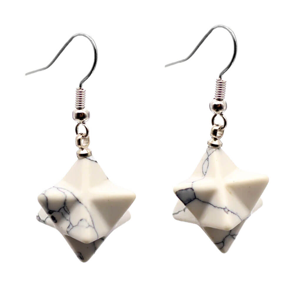 White Turquoise Merkaba Earrings