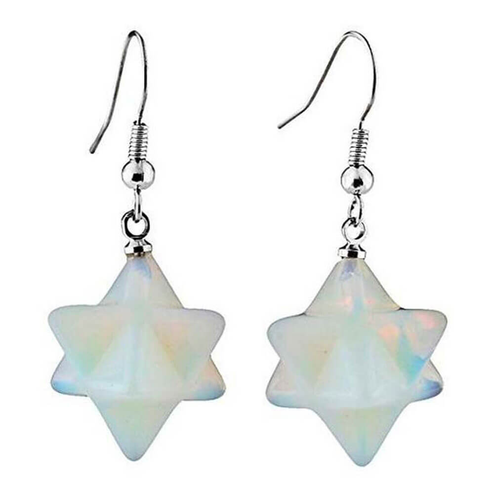 White Opal Merkaba Earrings