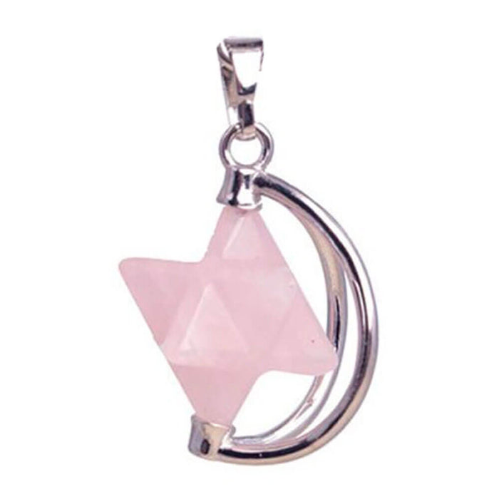 Half Moon Pink Quartz Merkaba Pendant