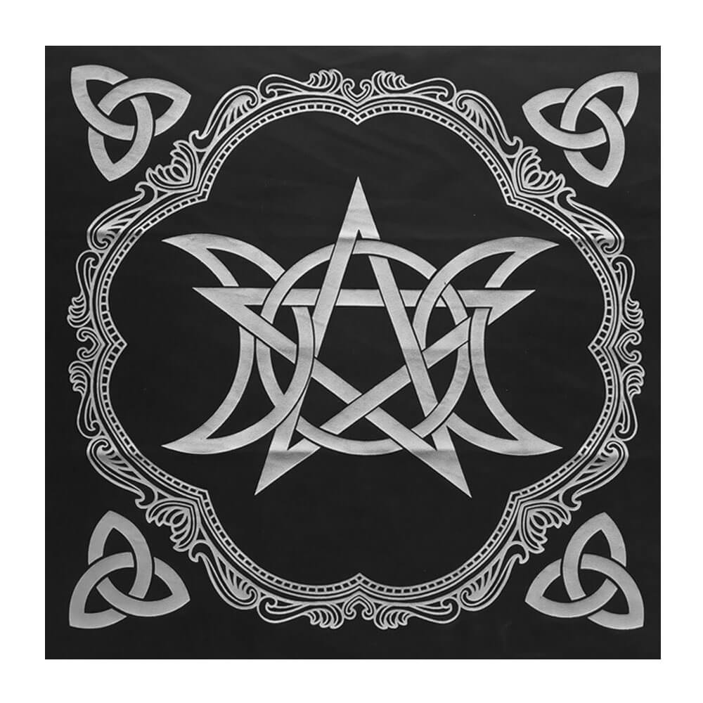 Wiccan Triple Moon Pentacle Tarot and Divination Mat