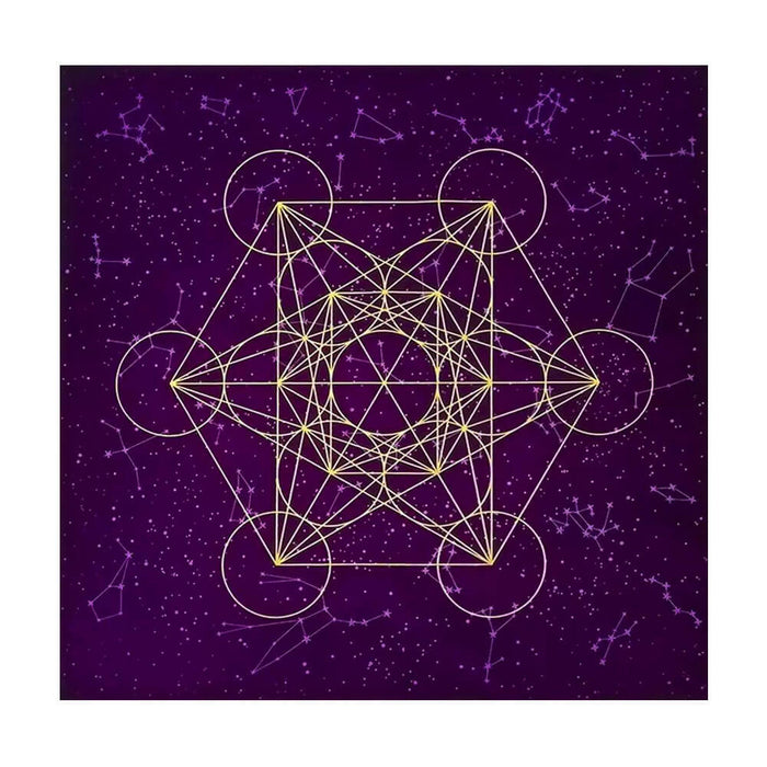 Mauve Metatron's Cube Tarot and Divination Mat