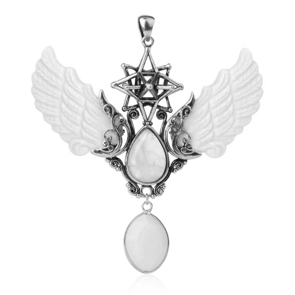 Rock Crystal Merkaba Angel Wings Pendant