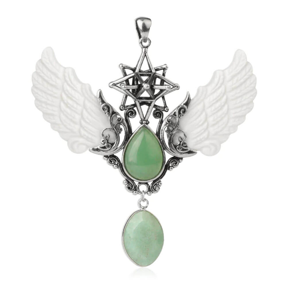 Green Aventurine Merkaba Angel Wings Pendant