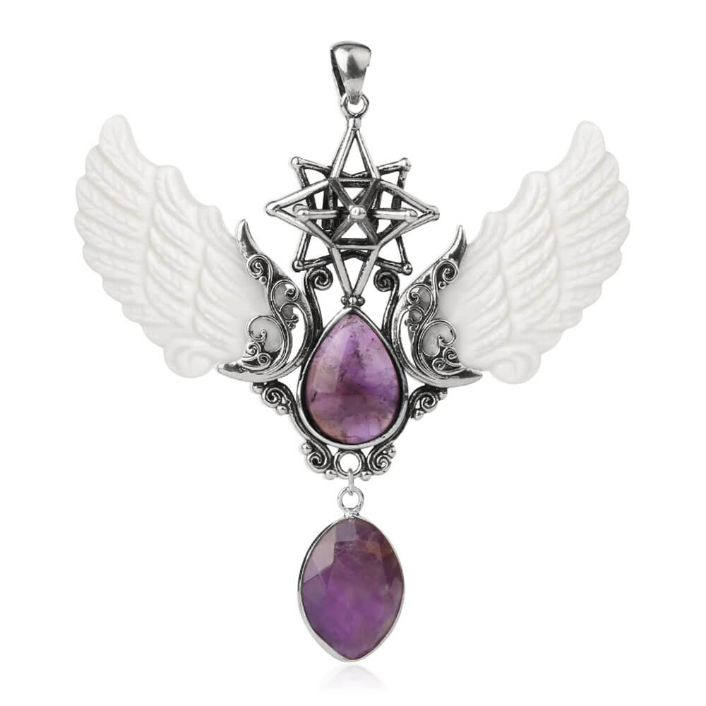 Amethyst Merkaba Angel Wings Pendant