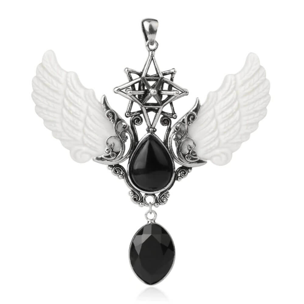 Black Obsidian Merkaba Angel Wings Pendant