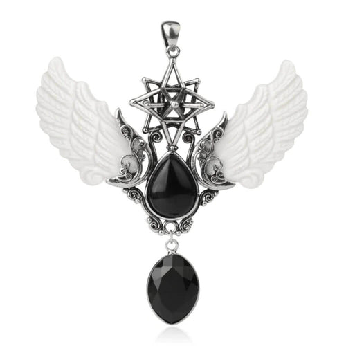 Black Obsidian Merkaba Angel Wings Pendant