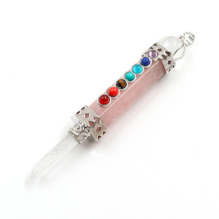 Pink Quartz 7 Chakras Pendant
