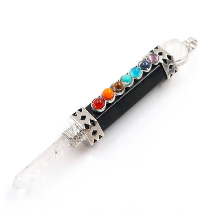 Black Obsidian 7 Chakras Pendant
