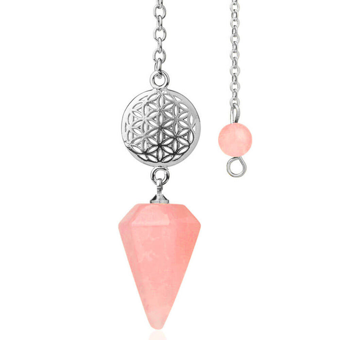 Flower of Life Cherry Quartz Divination Pendulum
