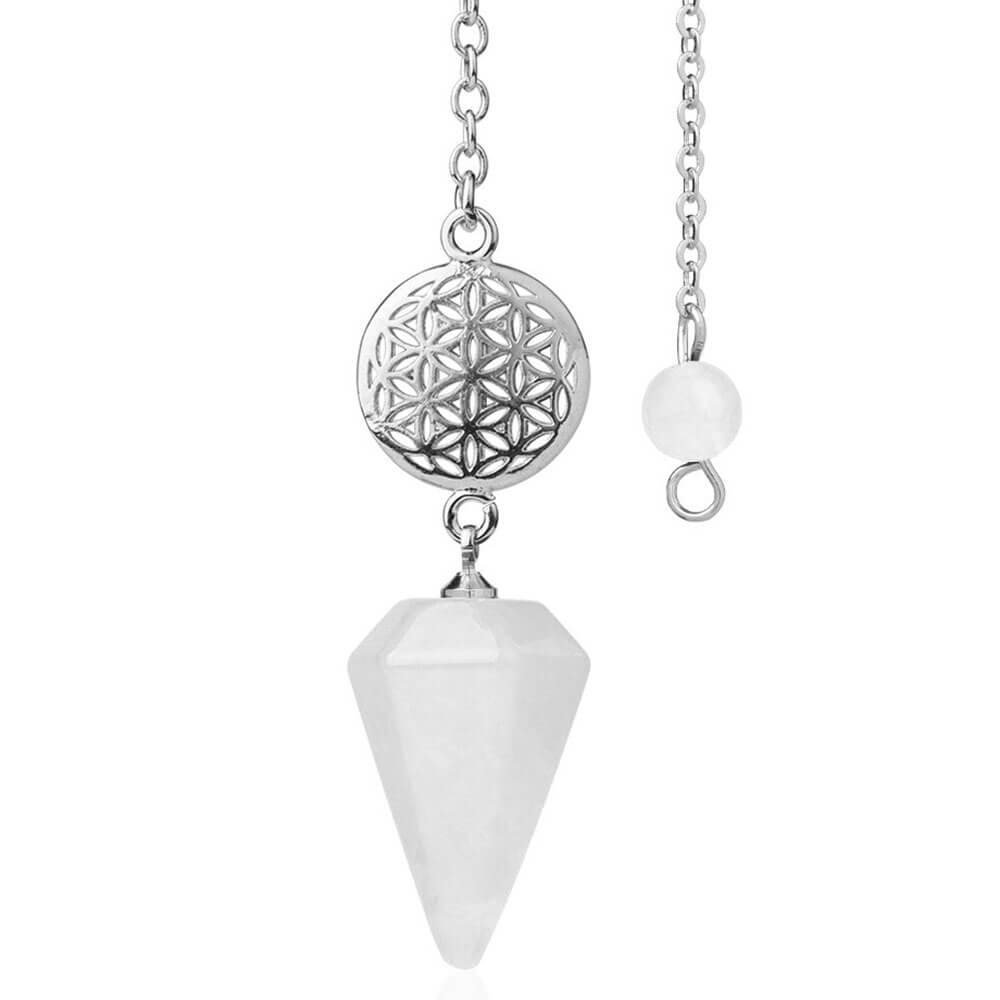 Flower of Life Rock Crystal Divination Pendulum