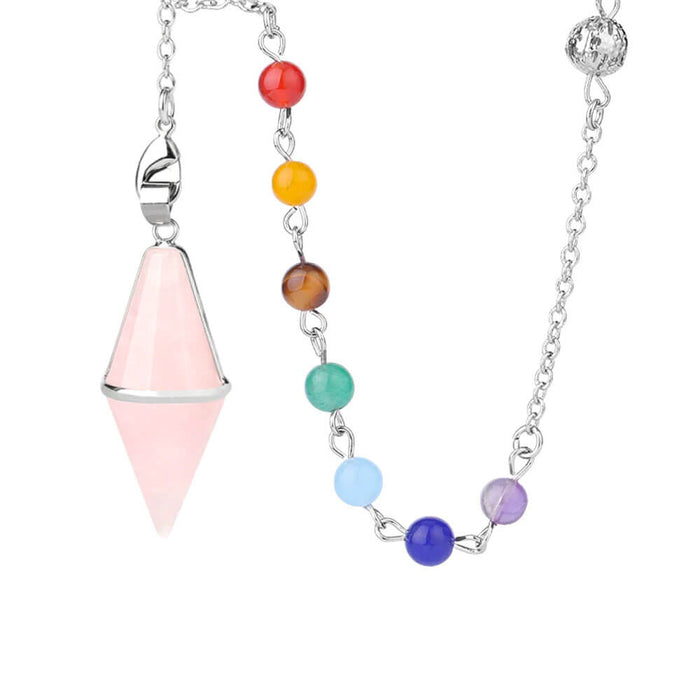 7 Chakras Pink Quartz Divination Pendulum