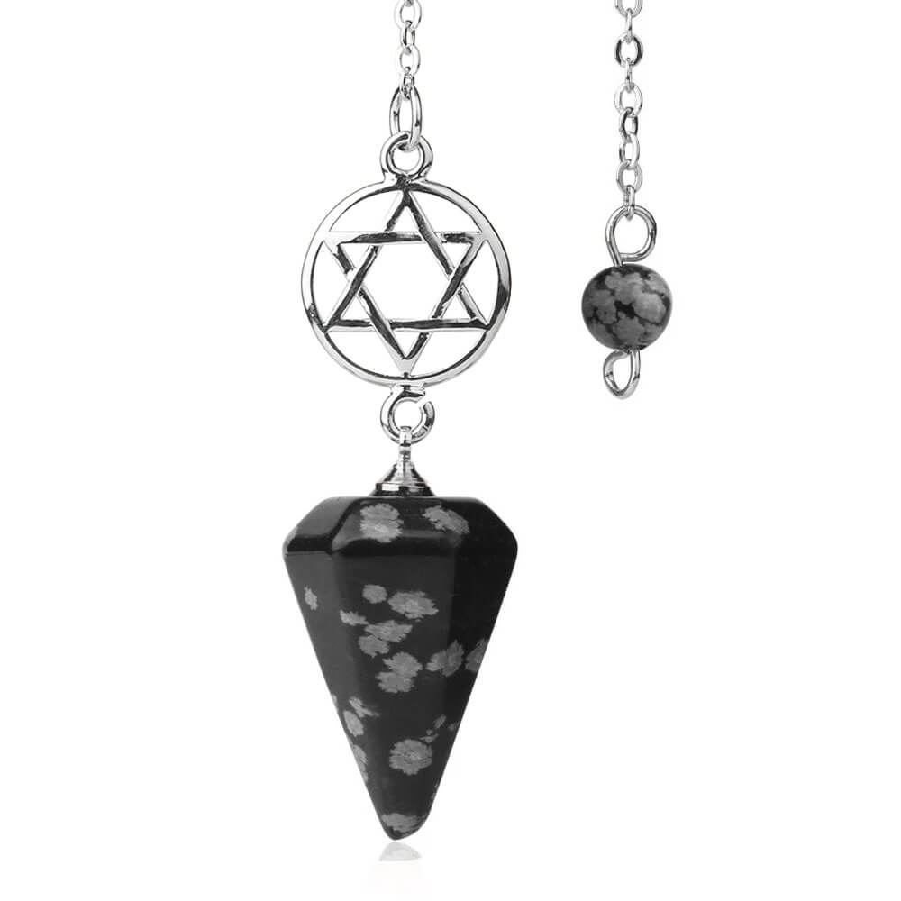 Snow Obsidian Pentacle Divination Pendulum