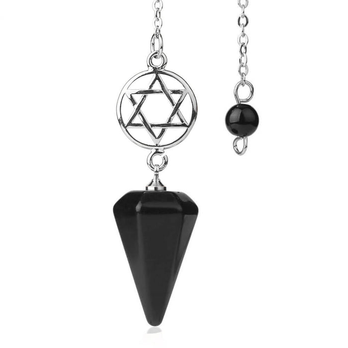 Black Obsidian Pentacle Divination Pendulum