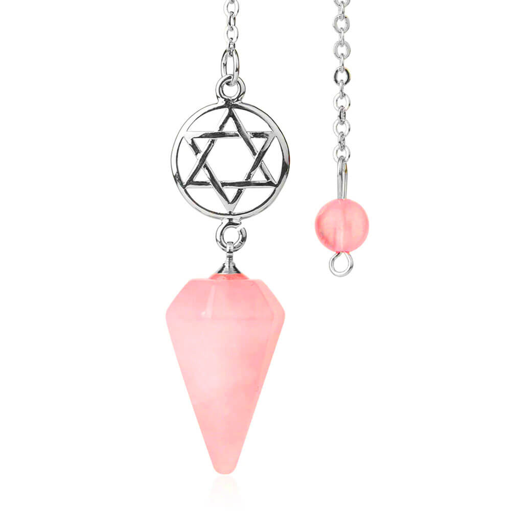 Cherry Pink Quartz Pentacle Divination Pendulum
