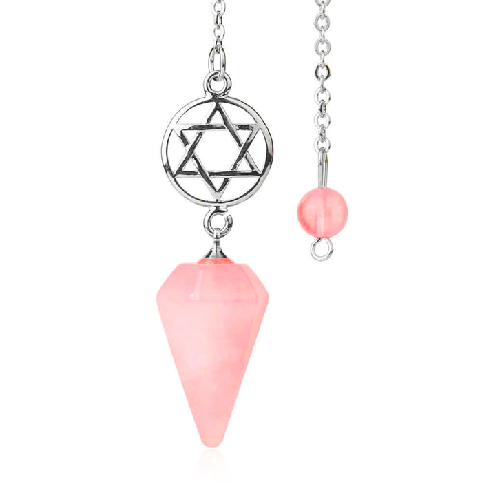 Cherry Pink Quartz Pentacle Divination Pendulum