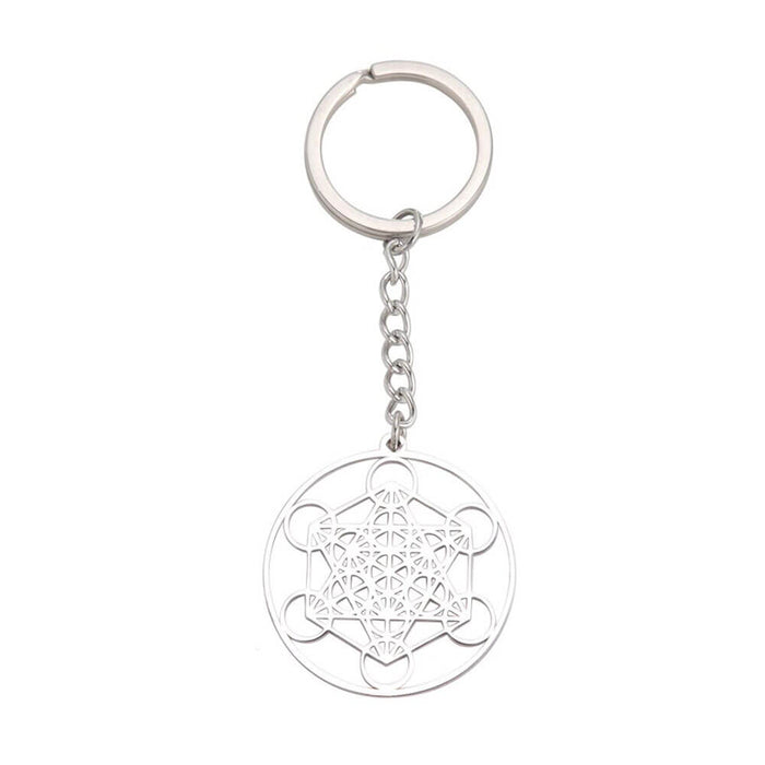 Silver Metatron's Cube Keyring