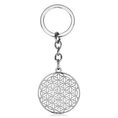 Silver Flower of Life Keyring