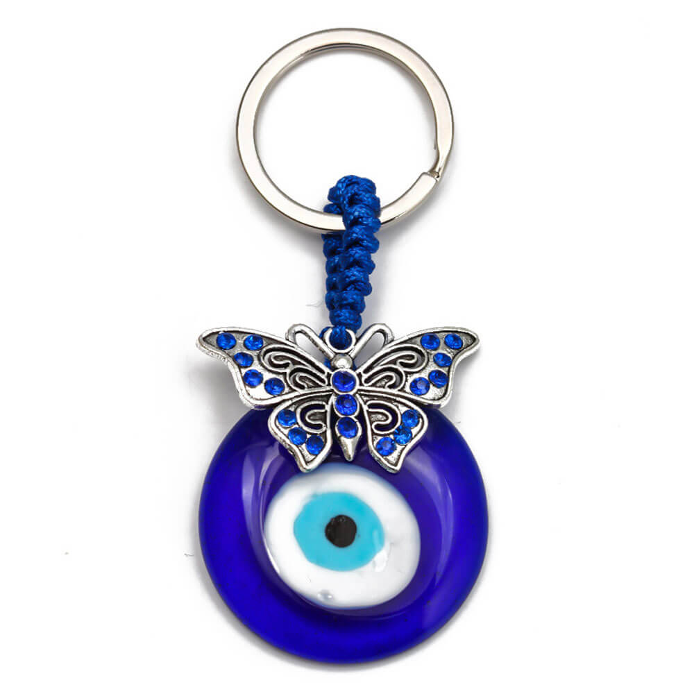 Greek Evil Eye Butterfly Protective Keyring