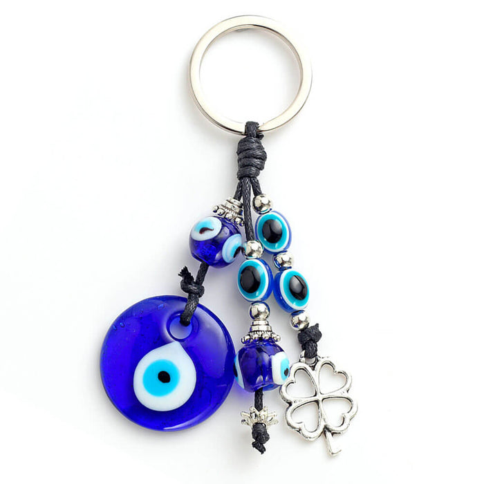 Greek Evil Eye Clover Luck Keyring