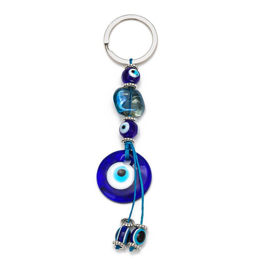 Greek Evil Eye Quartz Bead Keyring