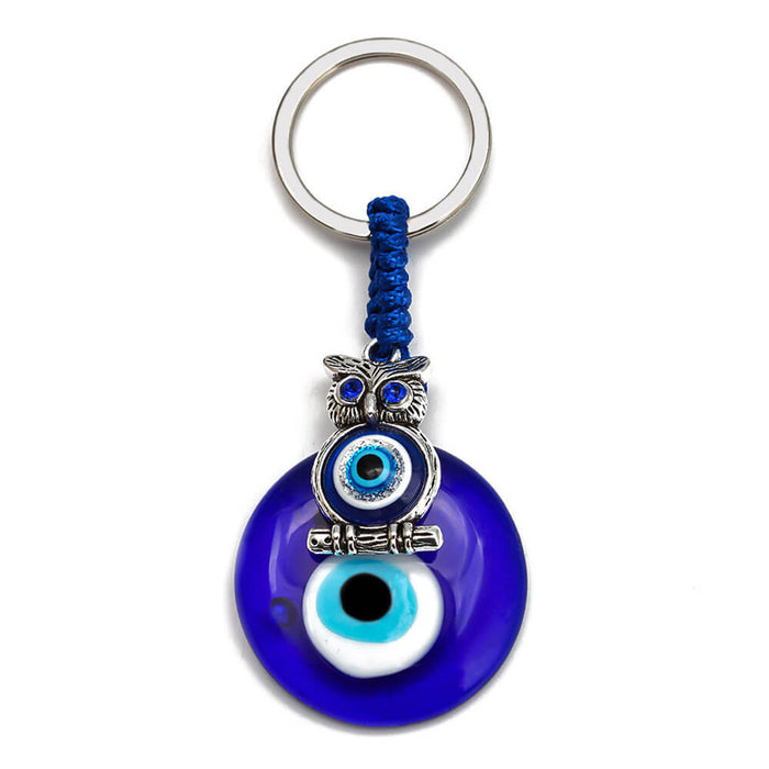 Greek Evil Eye Owl Protective Keyring
