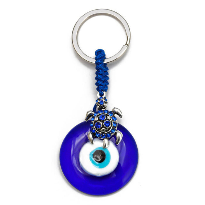 Greek Evil Eye Turtle Protective Keyring