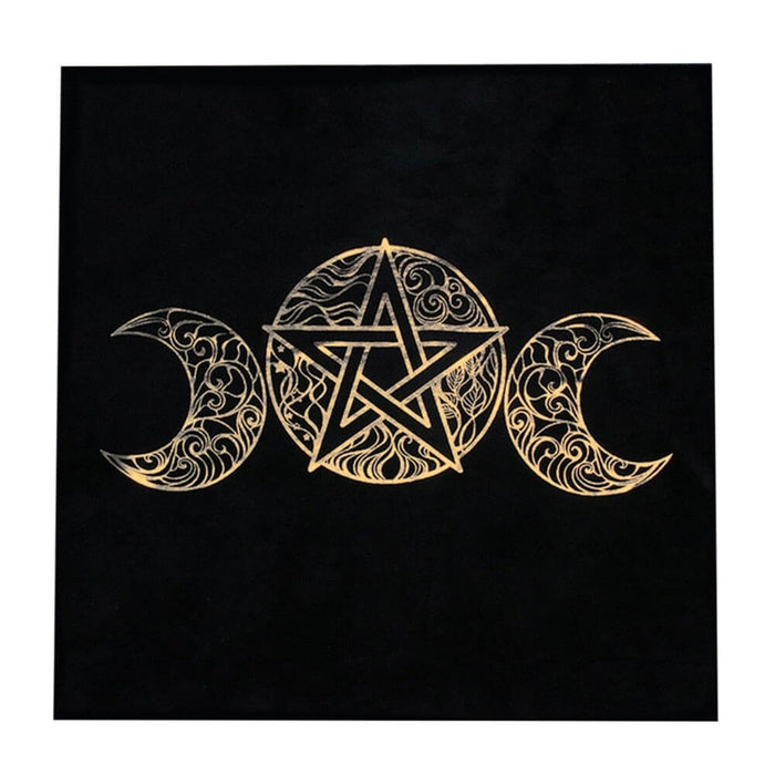 Gold Triple Moon Pentacle Tarot and Divination Mat