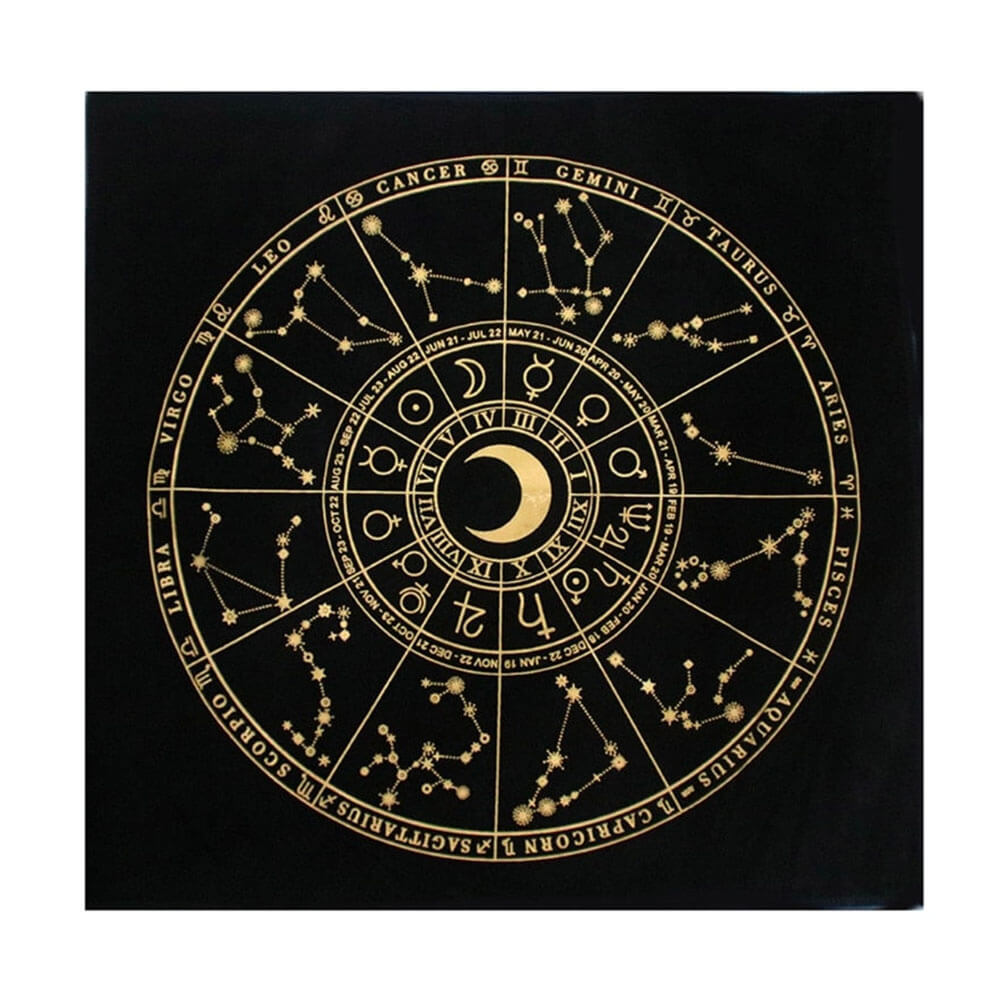 Gold Moon Zodiac Sign Tarot and Divination Mat